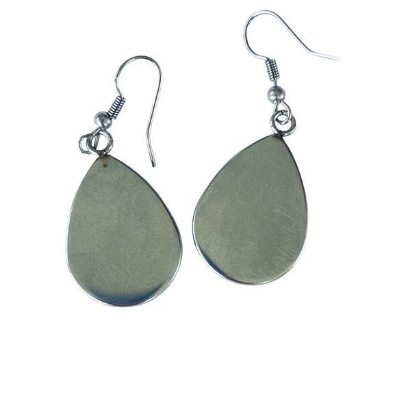 NEW Blue Hummingbird Water Drop Shape Glass Stainless Steel Drop Hook Earrings - Picture 6 of 9